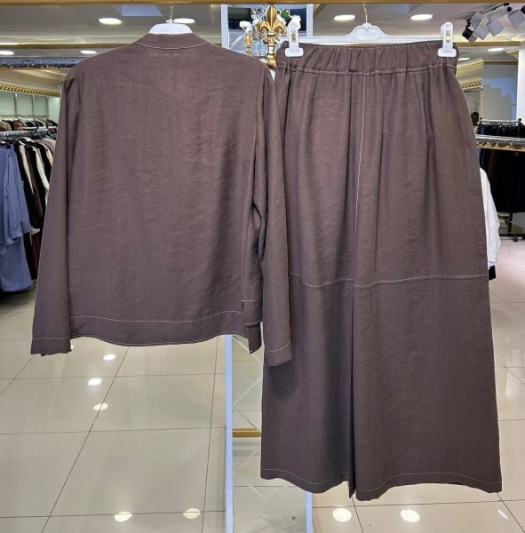 DÜĞME DETAYLI TENSEL KUMAŞ ETEKLİ TAKIM/DEFRİNA