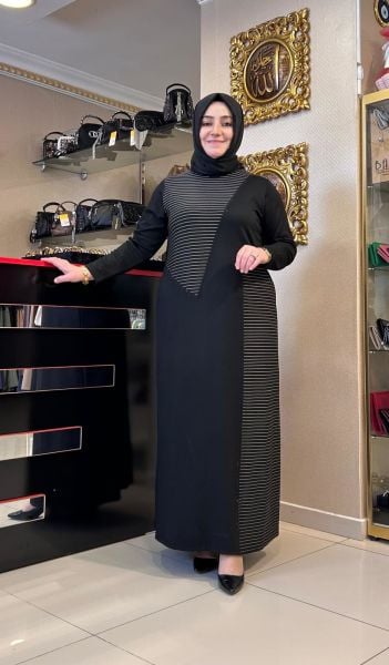 ÇİZGİ VE TAŞ DTY. İKİ İPLİK ELBİSE/BELGİN