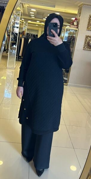 DÜĞME DTY. KABARTMA DESENLİ TUNİK/ DEFRİNA 31325 