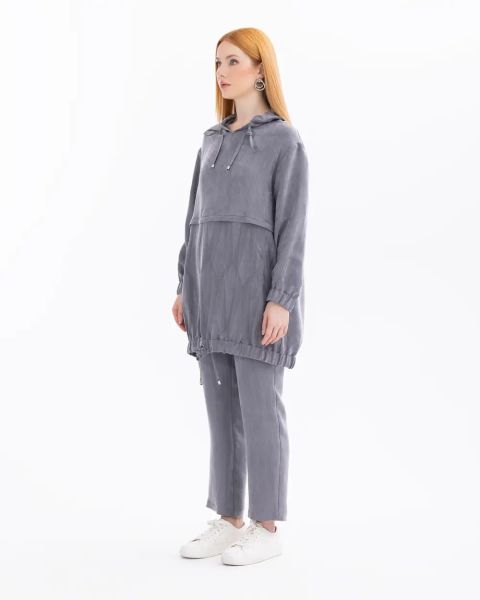 KAPÜŞON YAKA ELASTİK BEL TUNİK PANTOLON TAKIM/ SEÇİL
