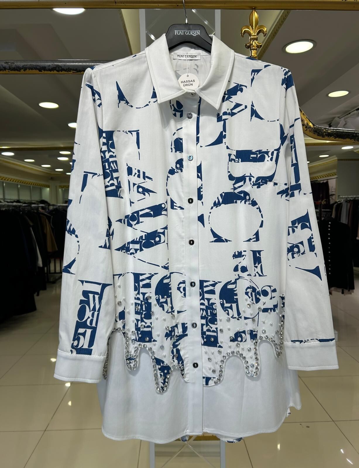 TAŞ VE İNCİ DTY. DESENLİ PAMUKLU GÖMLEK /FUAT GÜRŞEN