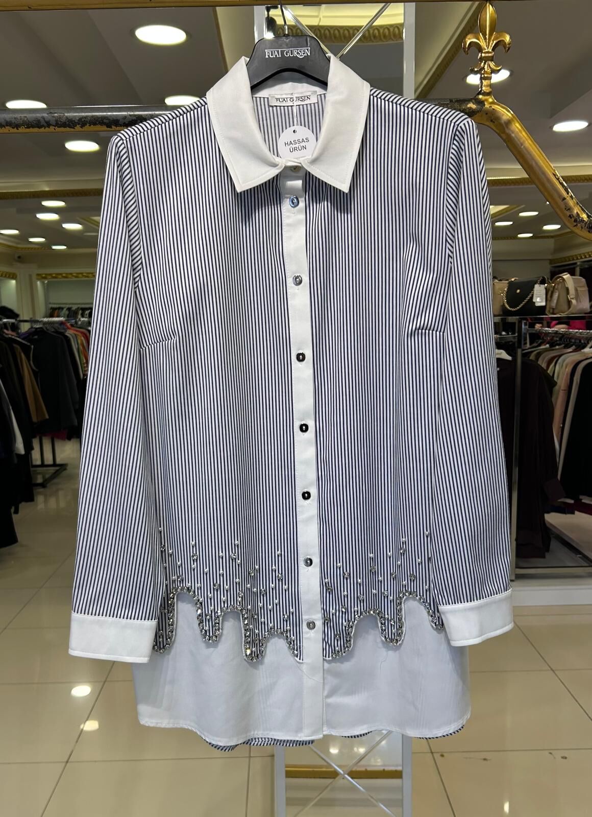 TAŞ VE İNCİ DTY. ÇİZGİLİ PAMUKLU GÖMLEK /FUAT GÜRŞEN