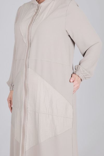 Büyük Beden Tesettür Patchwork Detaylı Aerobin Ferace/ Behrem