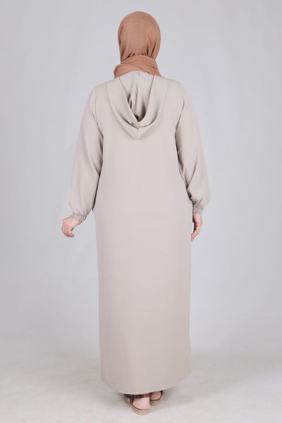 Büyük Beden Tesettür Patchwork Detaylı Aerobin Ferace/ Behrem