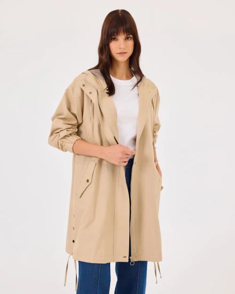 KAPÜŞONLU CEPLİ YIRTMAÇ DTY. TRENÇ /SEÇİL