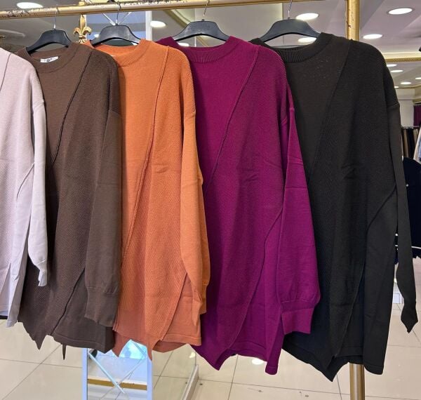 ASİMETRİK KESİMLİ MERSERİZE TUNİK /TIĞTRİKO 