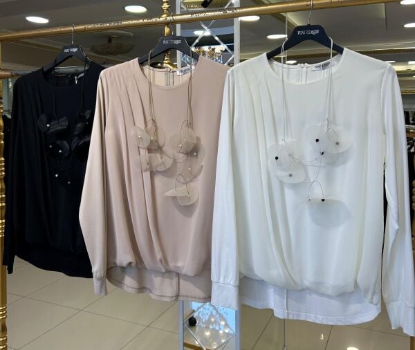 KOLYE DTY. ÖNÜ ŞİFON KUMAŞ BLUZ /FUAT GÜRŞEN