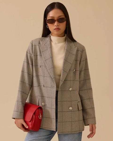 ﻿KRUVAZE YAKA EKOSE DESENLİ CEKET 0028/SEÇİL