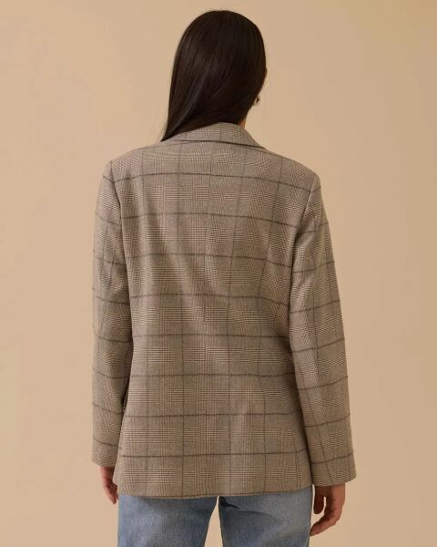 ﻿KRUVAZE YAKA EKOSE DESENLİ CEKET 0028/SEÇİL