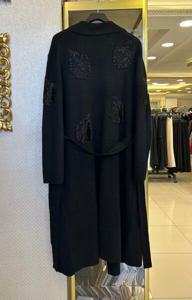 KRUVAZE YAKA BONCUK İŞLEMELİ TRİKO HIRKA /SEÇİL 1022