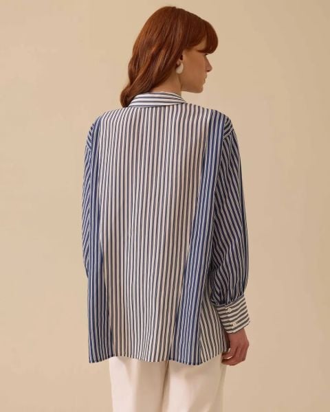 ÇİZGİLİ CEP DETAYLI DÜĞMELİ GÖMLEK/SEÇİL