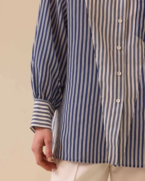 ÇİZGİLİ CEP DETAYLI DÜĞMELİ GÖMLEK/SEÇİL