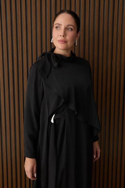 METAL TOKALI ASİMETRİK KESİM AYLİN ELBİSE /MÜSEMMA