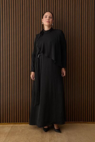 METAL TOKALI ASİMETRİK KESİM AYLİN ELBİSE /MÜSEMMA