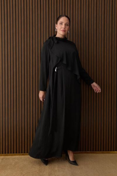 METAL TOKALI ASİMETRİK KESİM AYLİN ELBİSE /MÜSEMMA