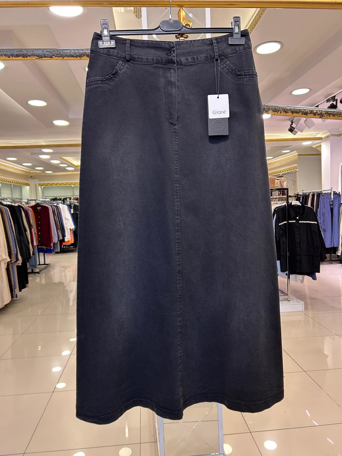 LİKRALI ÇAN MODEL KOT ETEK/GLARE