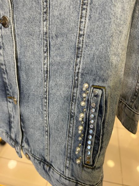 ZIMBA VE İNCİ DETAYLI KOT CEKET/GHISA