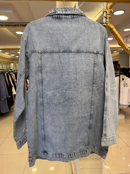 ZIMBA VE İNCİ DETAYLI KOT CEKET/GHISA