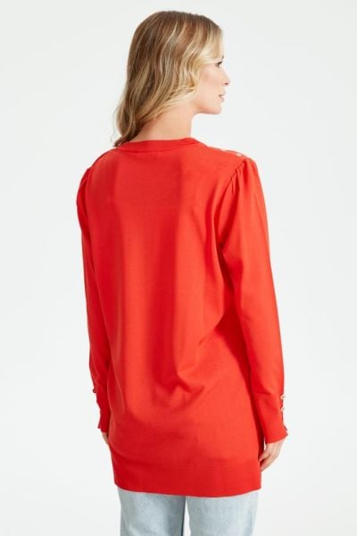 KOLLARI BÜZGÜLÜ DÜĞME DETAYLI RAYON TUNİK NARÇİÇEĞİ