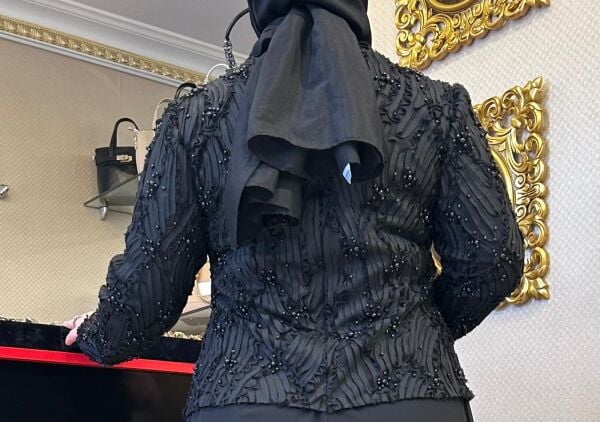 ÜZERİ KABARTMA DESEN BONCUK DTY. ABİYE ELBİSE /TASVİR