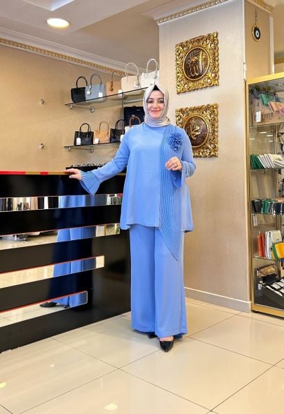 PİLE DETAYLI PANTOLONLU TAKIM/ NUSS