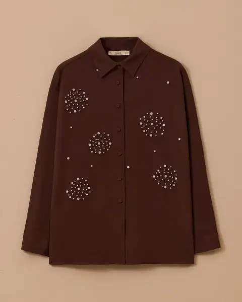 TAŞ VE BONCUK İŞLEMELİ TENSEL GÖMLEK/ SEÇİL   