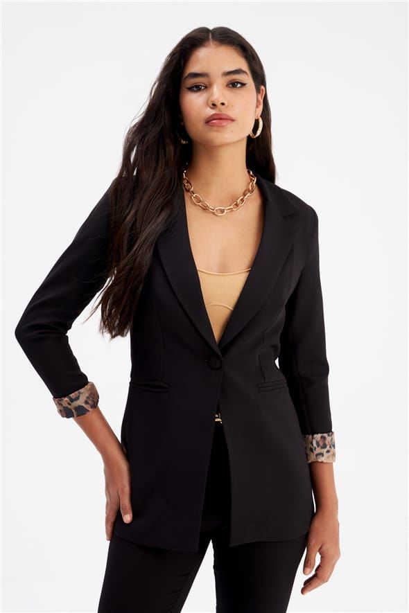 Mono Yaka Klasik Ceket - SİYAH