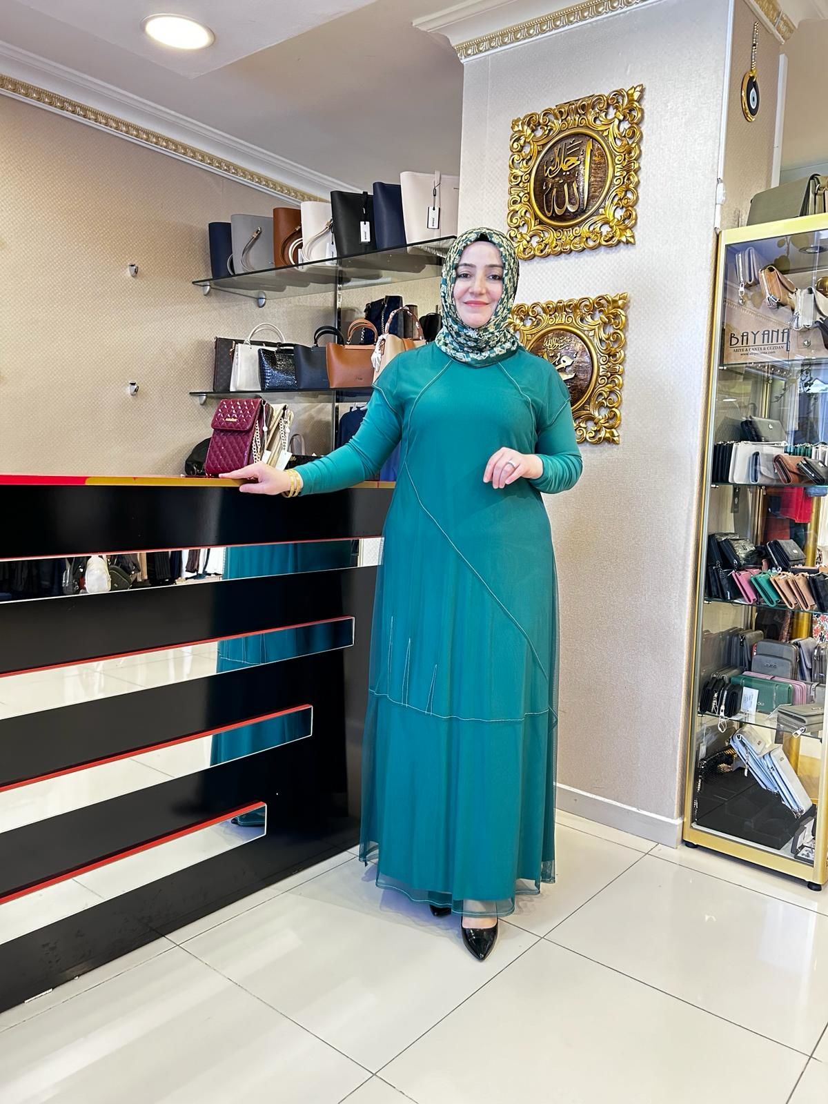 MÜSEMMA BURÇAK TAKIM/ FİLE JİLELİ ELBİSE/   İKİLİ TAKIM