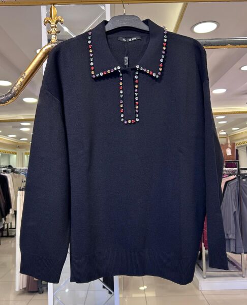 YAKASI TAŞ DTY. MERSERİZE BLUZ/ GHISA