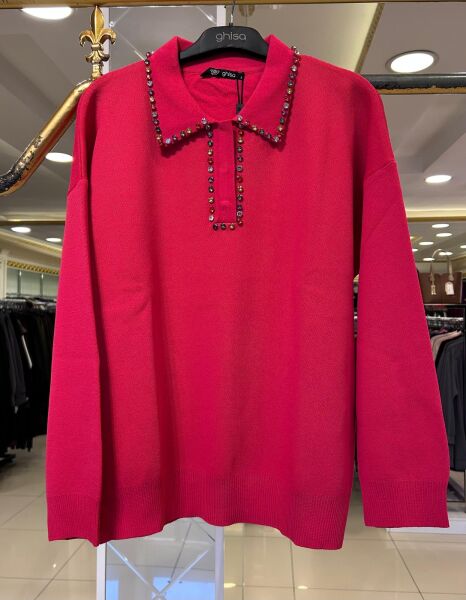 YAKASI TAŞ DTY. MERSERİZE BLUZ/ GHISA