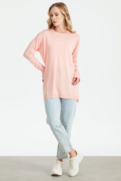 KOLLARI BÜZGÜLÜ DÜĞME DETAYLI RAYON TUNİK KARİDES