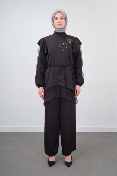 TAŞ İŞLEMELİ İPEK TENCEL TAKIM