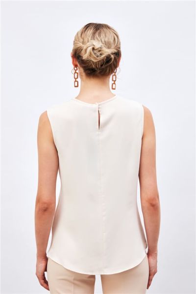 Degaje Yaka Kolsuz Bluz - BEJ