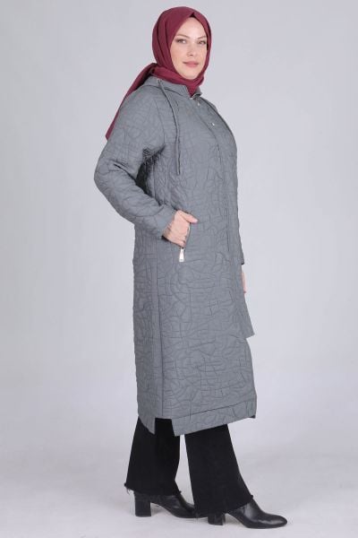 Büyük Beden Tesettür Kapüşonlu Kapitone Kap/BEHREM