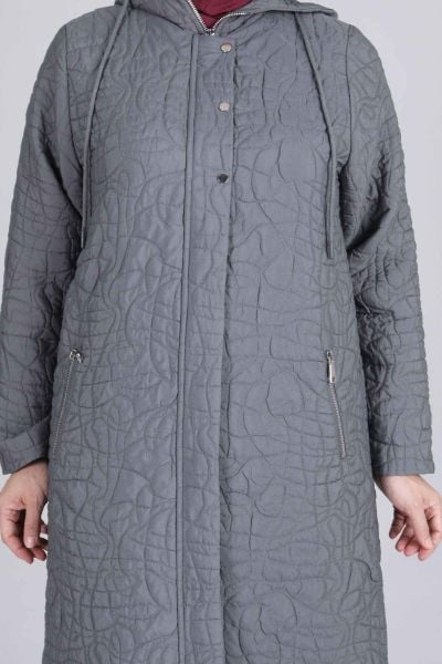 Büyük Beden Tesettür Kapüşonlu Kapitone Kap/BEHREM