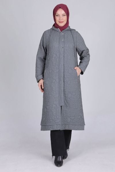 Büyük Beden Tesettür Kapüşonlu Kapitone Kap/BEHREM