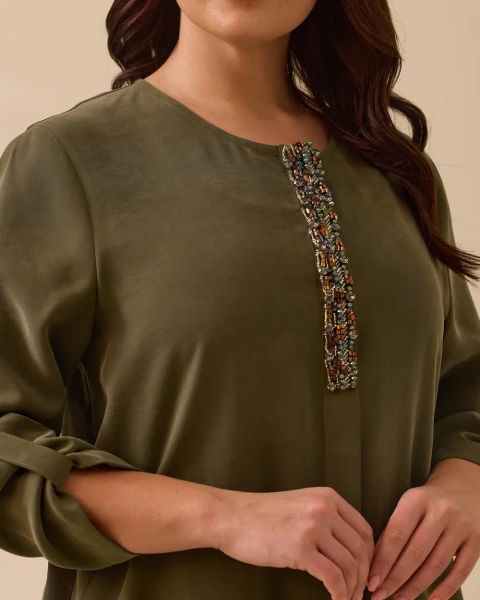 BÜYÜK BEDEN BONCUK DTY. TUNİK-PANTOLON TAKIM/SEÇİL