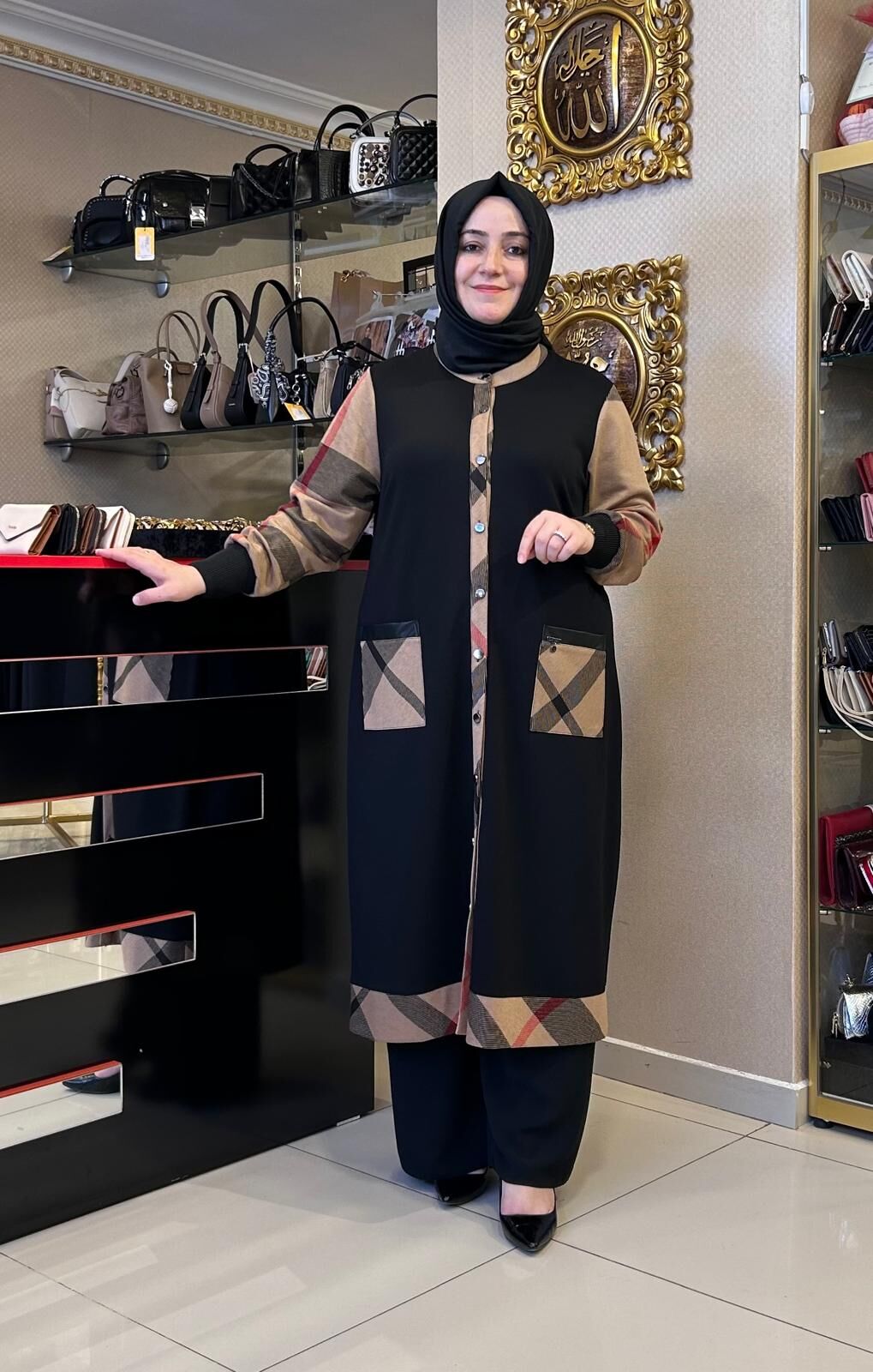 BURBERRY DESEN DÜĞMELİ UZUN CEKET/DEFRİNA