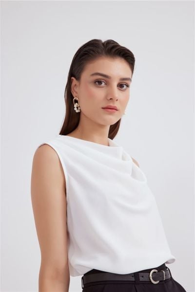 Degaje Yaka Kolsuz Bluz - EKRU