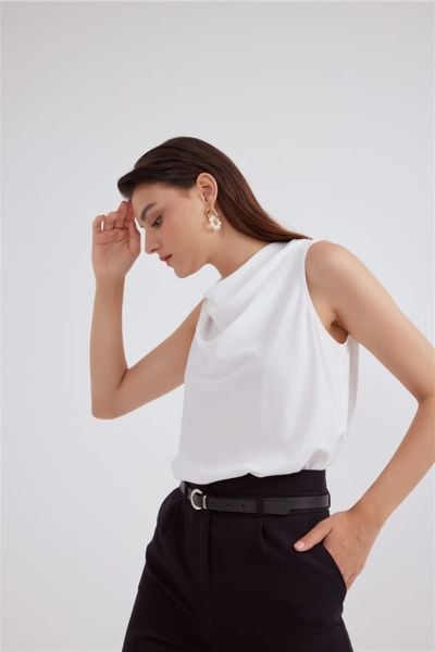 Degaje Yaka Kolsuz Bluz - EKRU