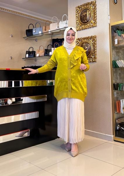 KANAVİÇE DESENLİ FIRFIRLI MERSERİZE HIRKA/ GHİSA