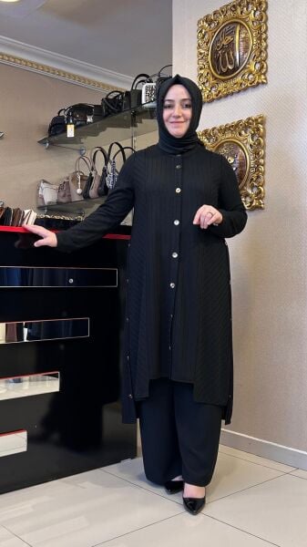 ﻿FİTİLLİ ÖRME KUMAŞ DÜĞMELİ HIRKA /DEFRİNA