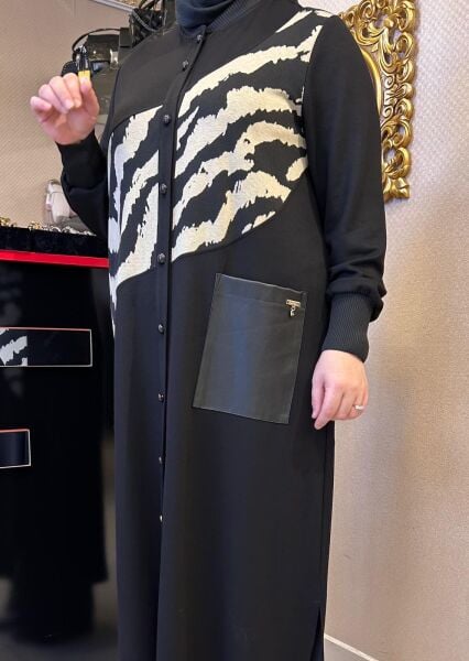 ÜZERİ DESENLİ DERİ CEP DTY. CEKET/DEFRİNA