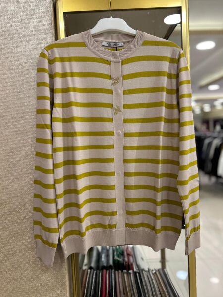 KUŞ İŞLEMELİ ENİNE ÇİZGİLİ MERSERİZE HIRKA/GHISA