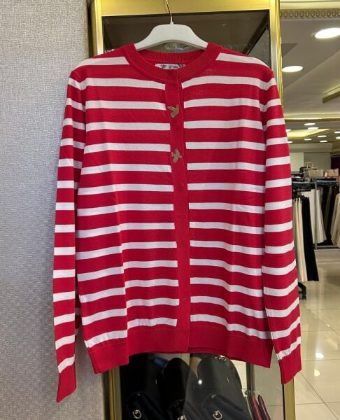 KUŞ İŞLEMELİ ENİNE ÇİZGİLİ MERSERİZE HIRKA/GHISA