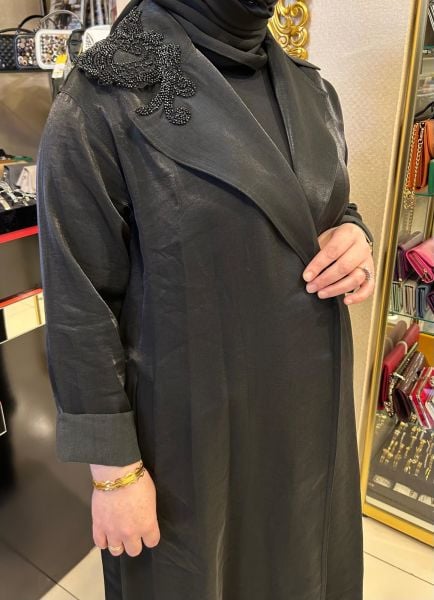 YAKASI İŞLEME DETAYLI TENSEL TRENÇ/NURCAN ÇETİN