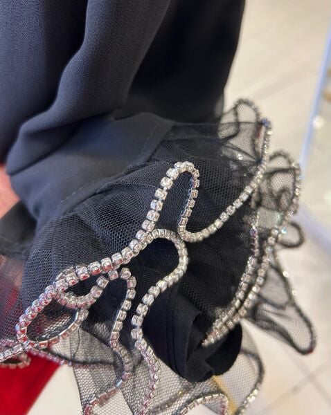 NAVİ TAŞ İŞLEMELİ ŞİFON TAKIM/ THREE LIGHT