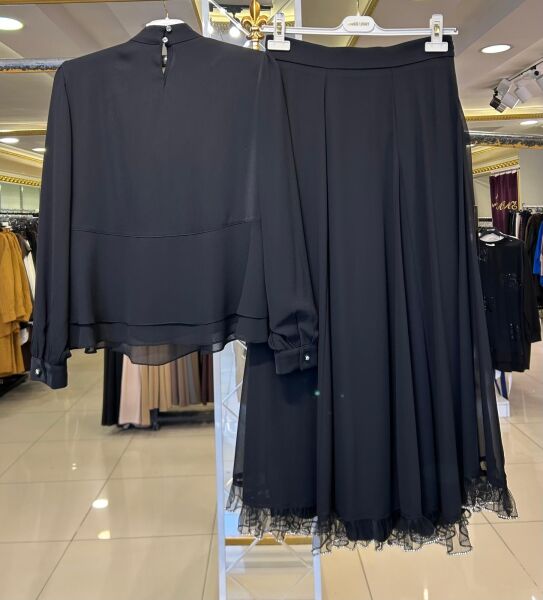 NAVİ TAŞ İŞLEMELİ ŞİFON TAKIM/ THREE LIGHT