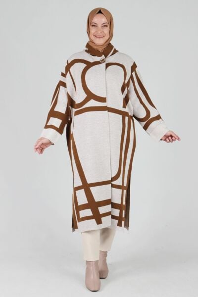 Büyük Beden Tesettür Yarasa Kol Triko Panço