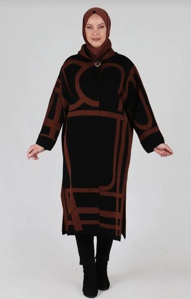 Büyük Beden Tesettür Yarasa Kol Triko Panço